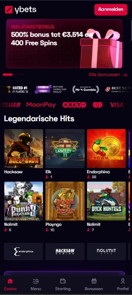Ybets Casino op een smartphone